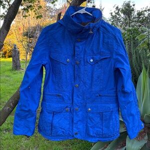 B by Burton (M) Bright Blue Floral Jacquard Hooded Snowboard/Ski/Sport Jacket